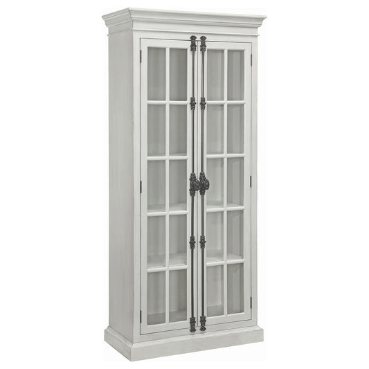 Toni 2-door Wood Tall Storage Cabinet Distressed White