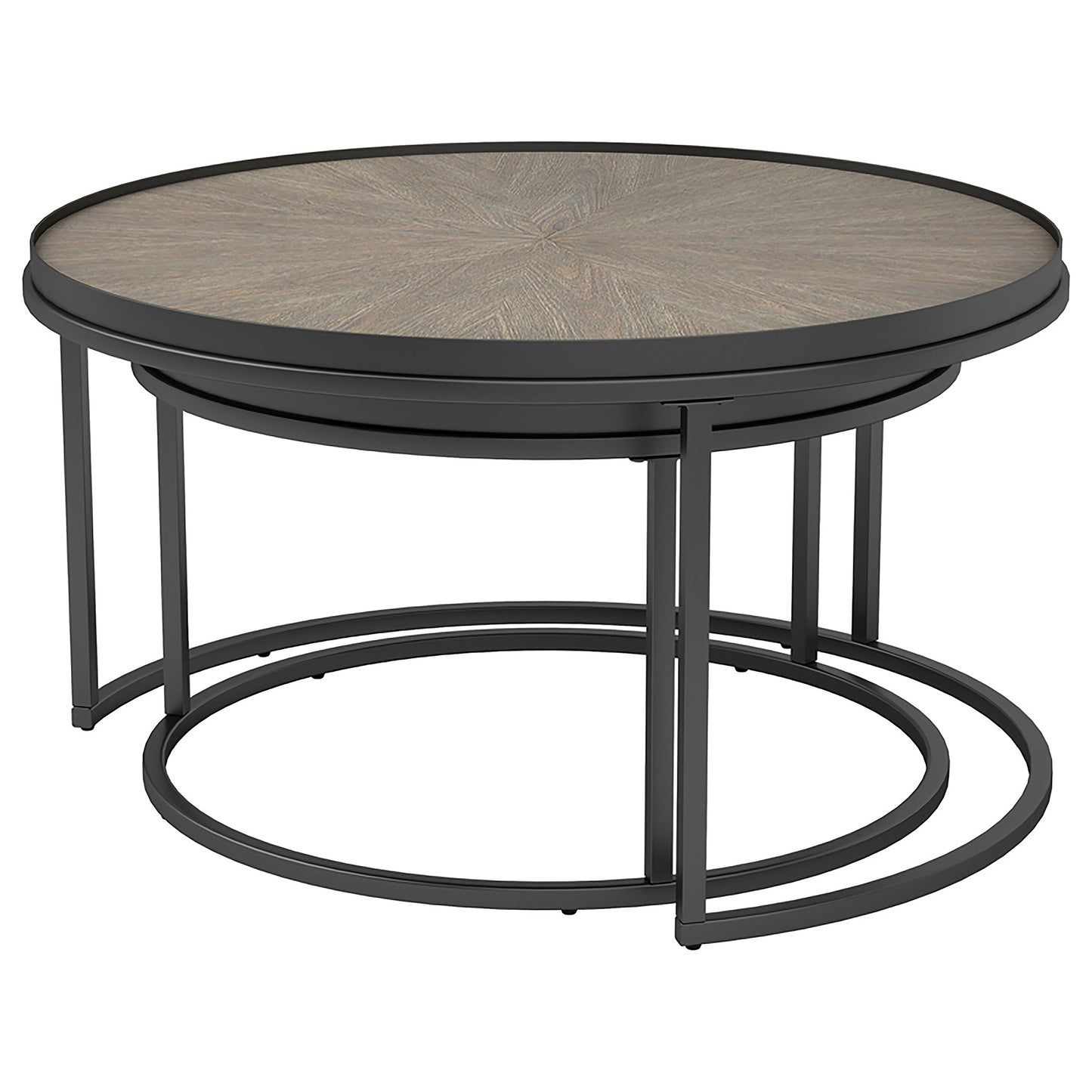 Rodrigo 2-piece Round Wood Nesting Table Set Weathered Elm