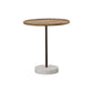 Ginevra Wood Top Marble Base Table Natural Brown and White