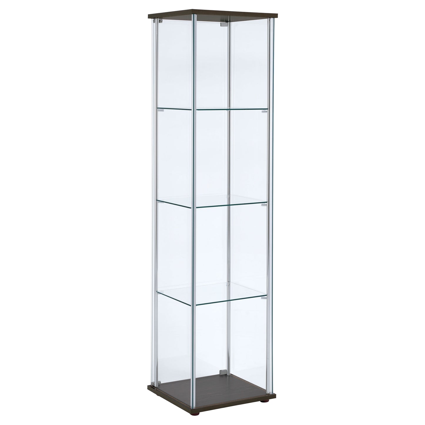 Bellatrix 4-shelf Clear Glass Curio Cabinet Cappuccino