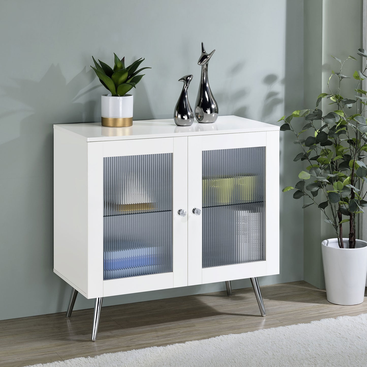 Nieta 2-door Engineered Wood Accent Cabinet White High Gloss