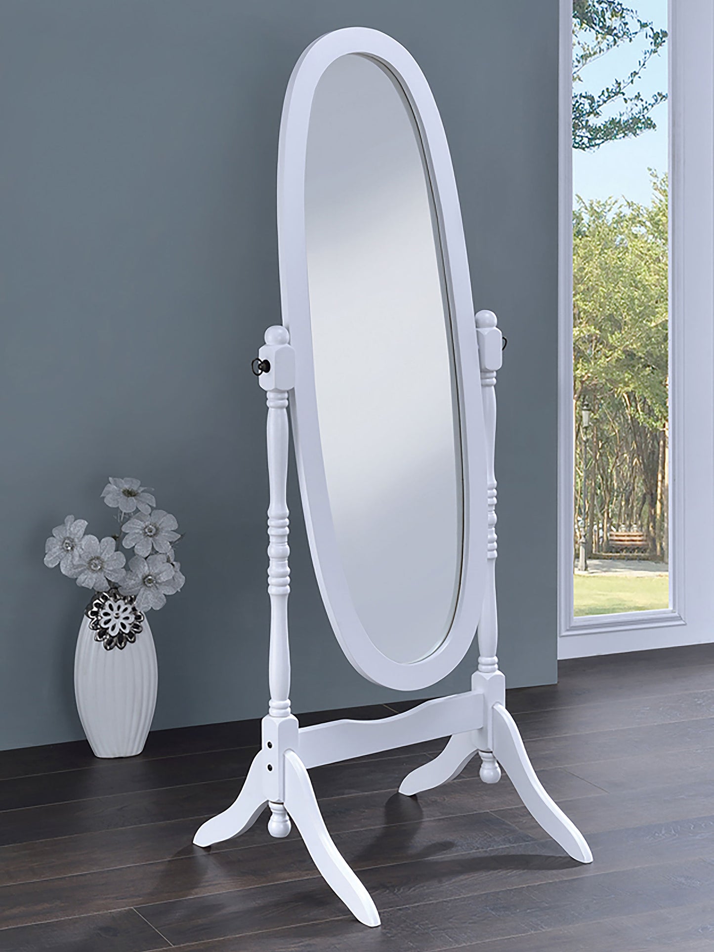 Foyet Wood Adjustable Full Length Cheval Mirror White