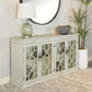 Kiara 4-door Wood Lattice Storage Accent Cabinet White