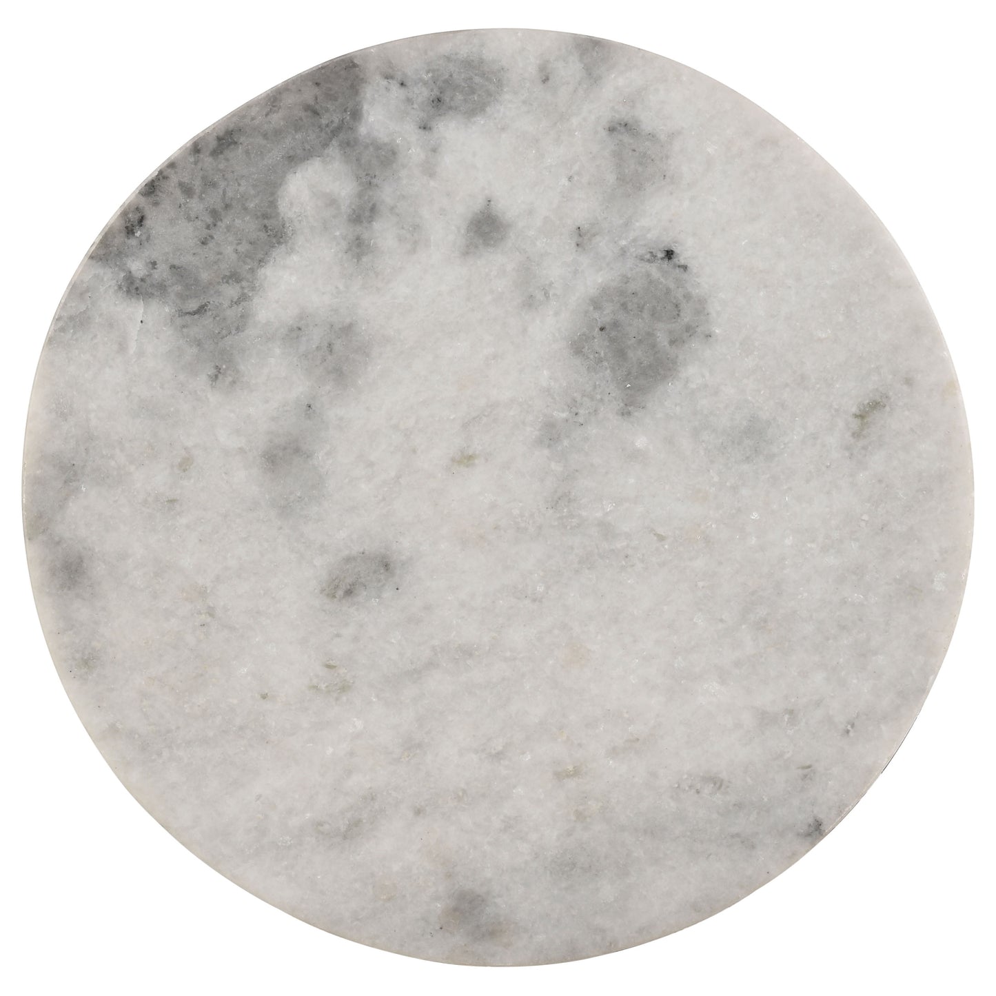 Malthe Round Marble Top Accent Side White and Antique Gold