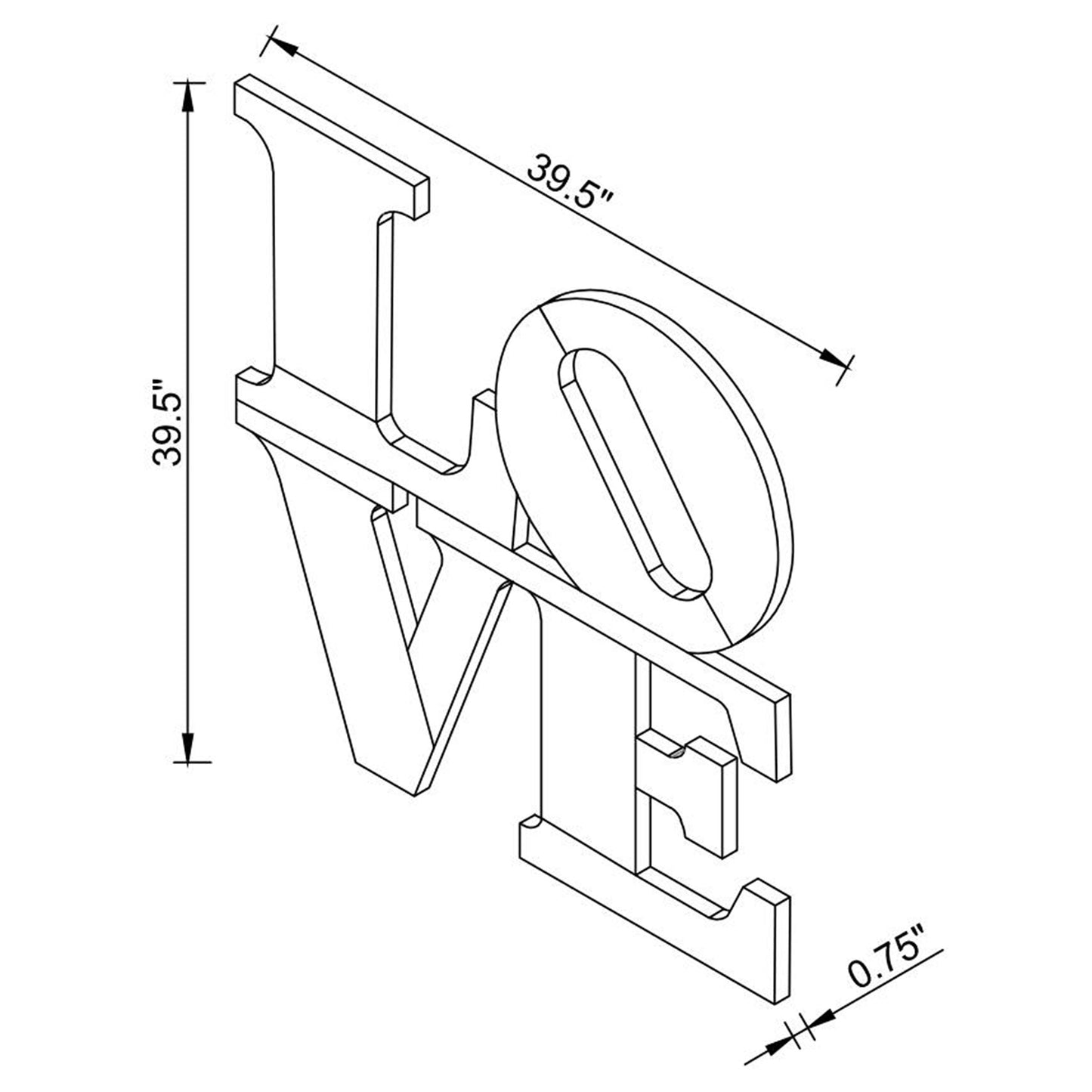 Keiran 40 x 40 Inch LOVE Lettered Wall Mirror Silver